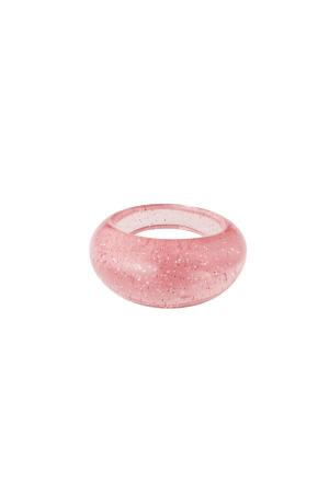 Anneau Polyrésine Scintillant Rose Resin 18 h5 
