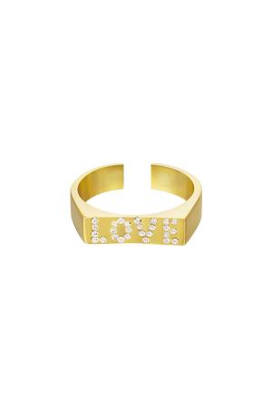 Bague Strass Amour Couleur Or Acier Inoxydable Taille Unique h5 