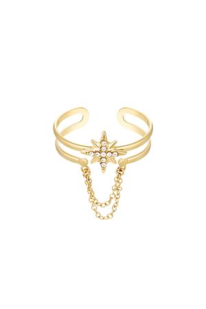 Bague Étoile Avec Chaîne Couleur Or Acier Inoxydable Taille Unique h5 