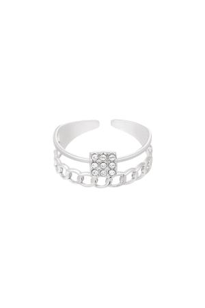 Bague Avec Maillons Et Strass Argenté Acier Inoxydable Taille Unique h5