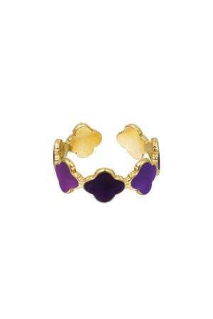 Anneau Trèfle Coloré Violet Acier Inoxydable Taille Unique h5