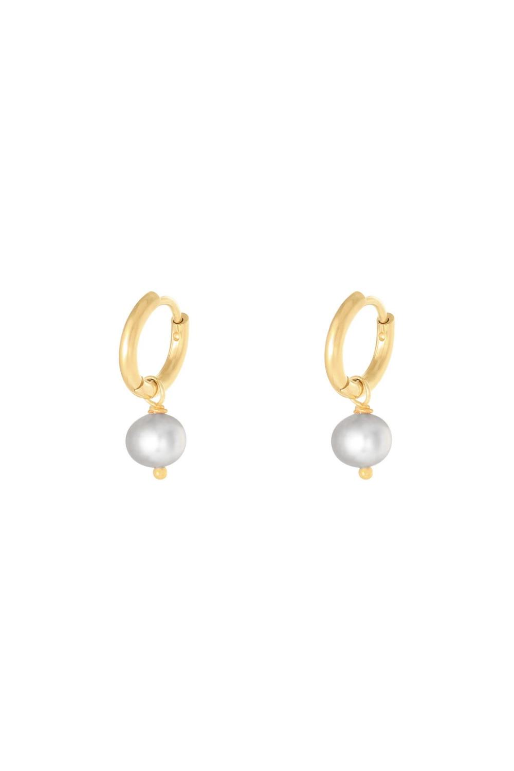 Boucles D'oreilles Pearl Of The Sea Gris Acier Inoxydable 
