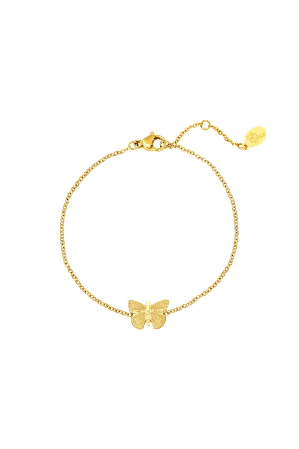 Bracelet Butterfly Couleur Or Acier Inoxydable