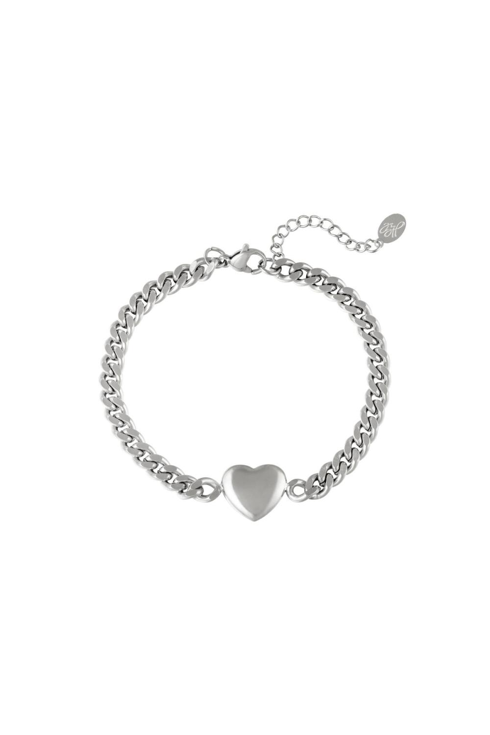 Bracelet Chained Heart Argenté Acier Inoxydable 