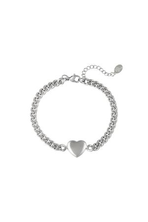 Bracelet Chained Heart Argenté Acier Inoxydable h5 