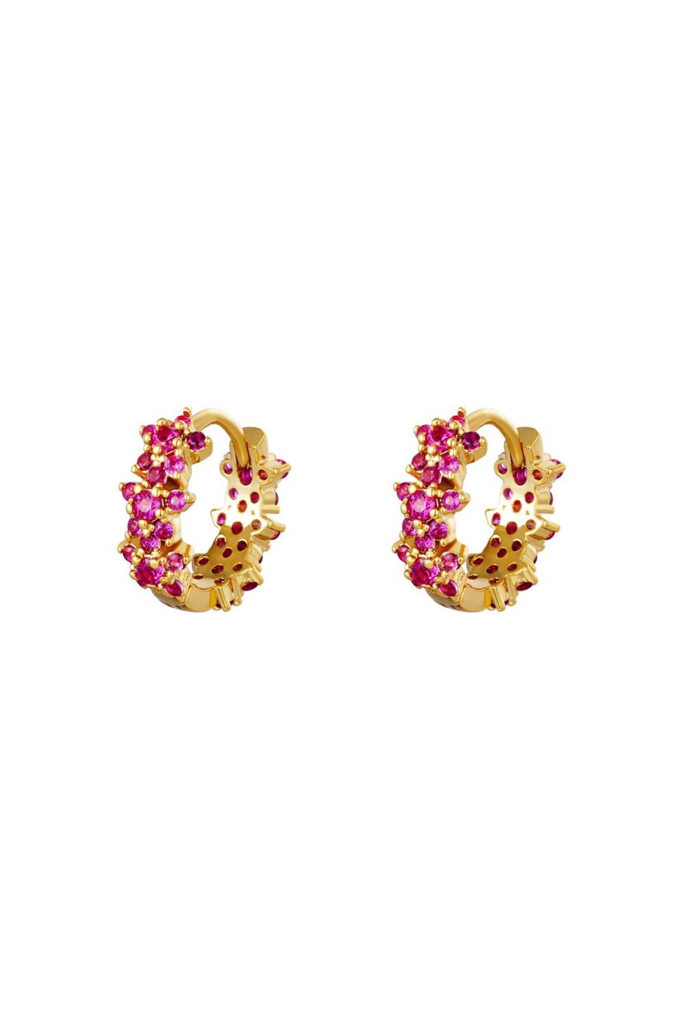 Boucles D'oreilles Créoles Étoile Strass - Cuivre 