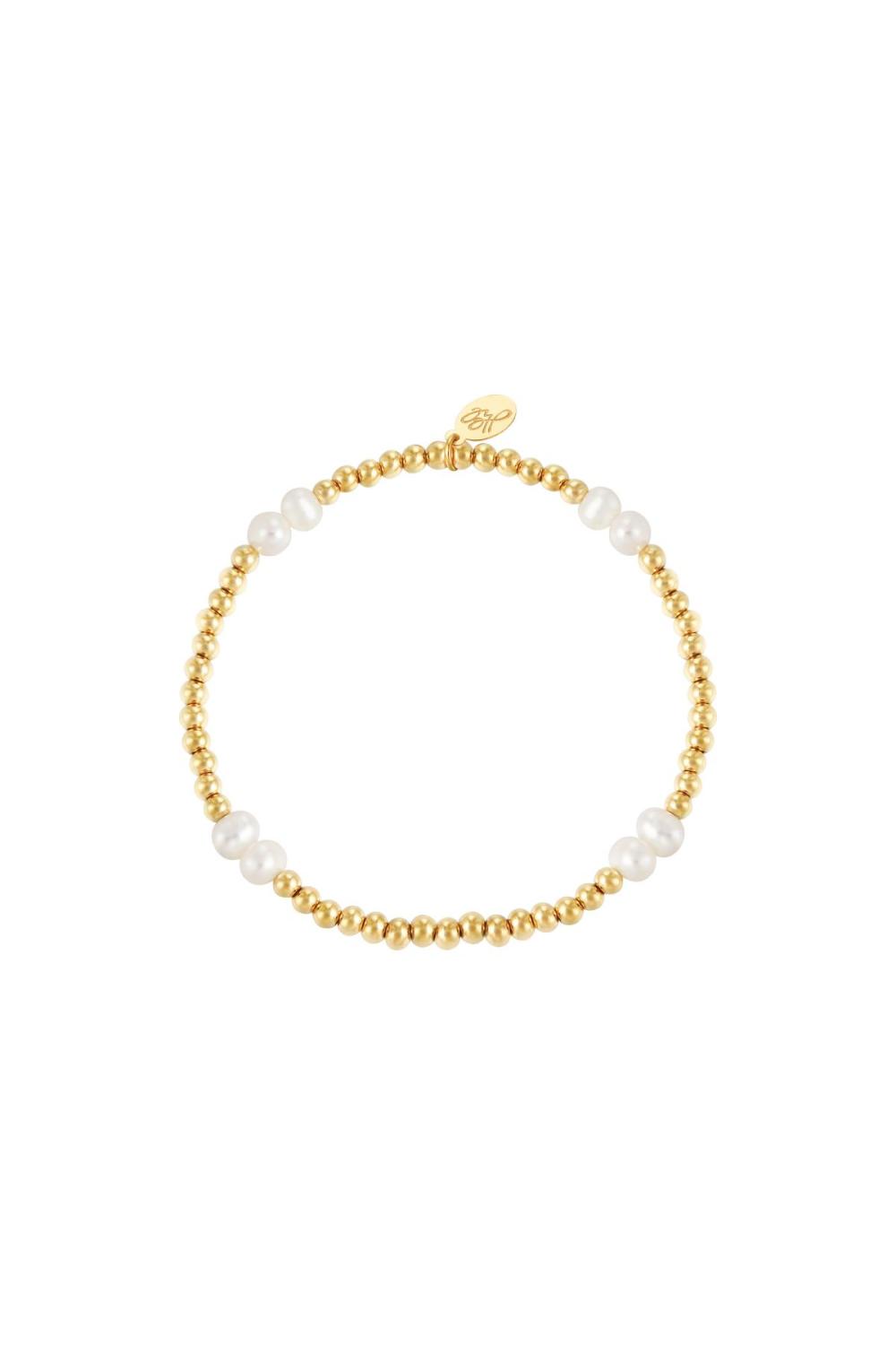 Bracelet Pearl Mix Couleur Or Acier Inoxydable 