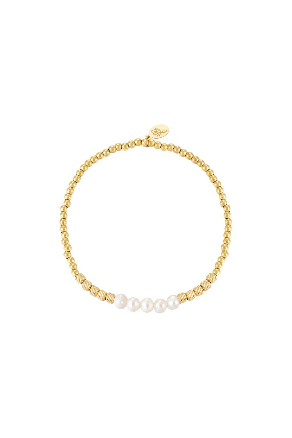 Bracelet Pearl Beads Couleur Or Acier Inoxydable 