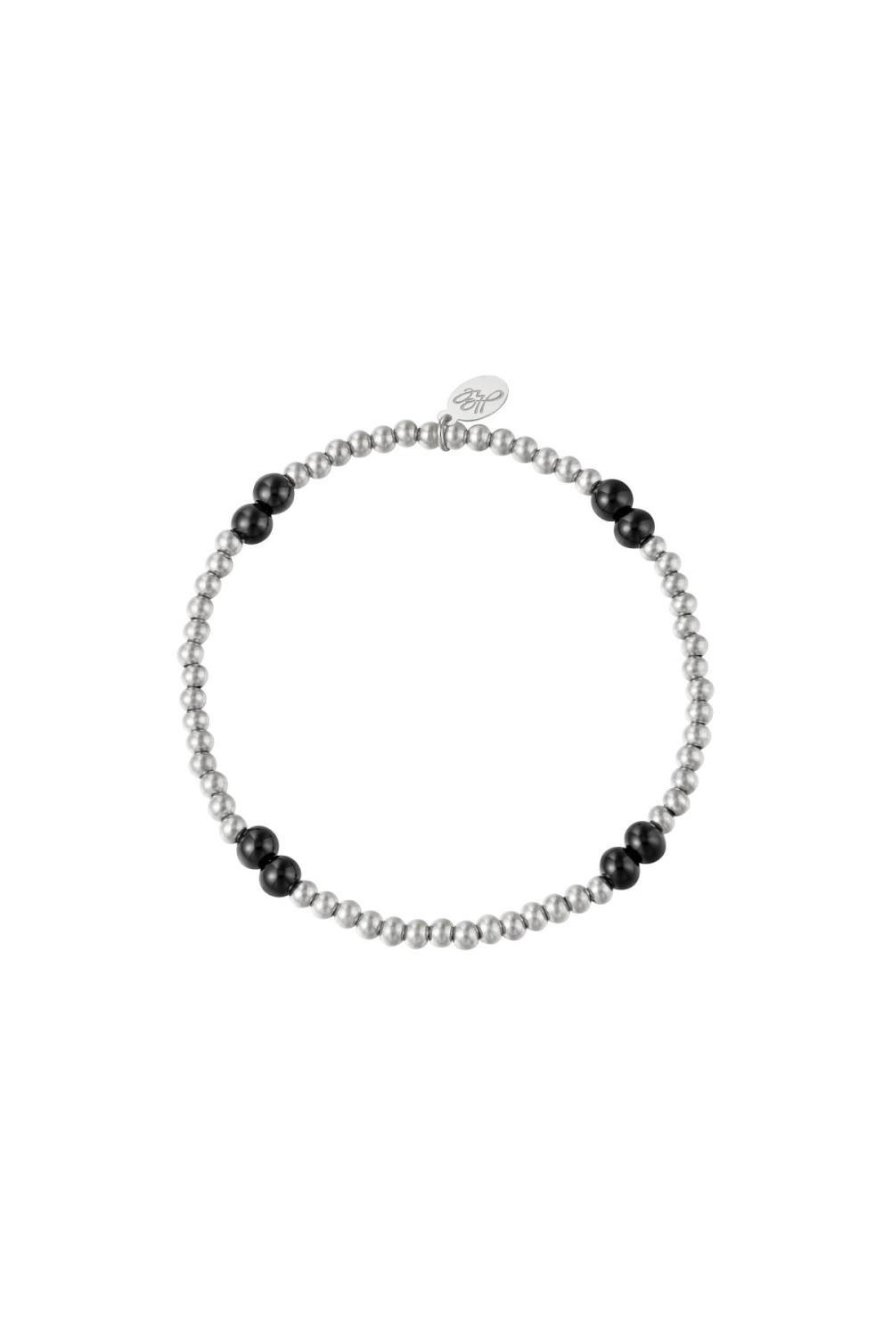Bracelet Black Pearl Argenté Acier Inoxydable 