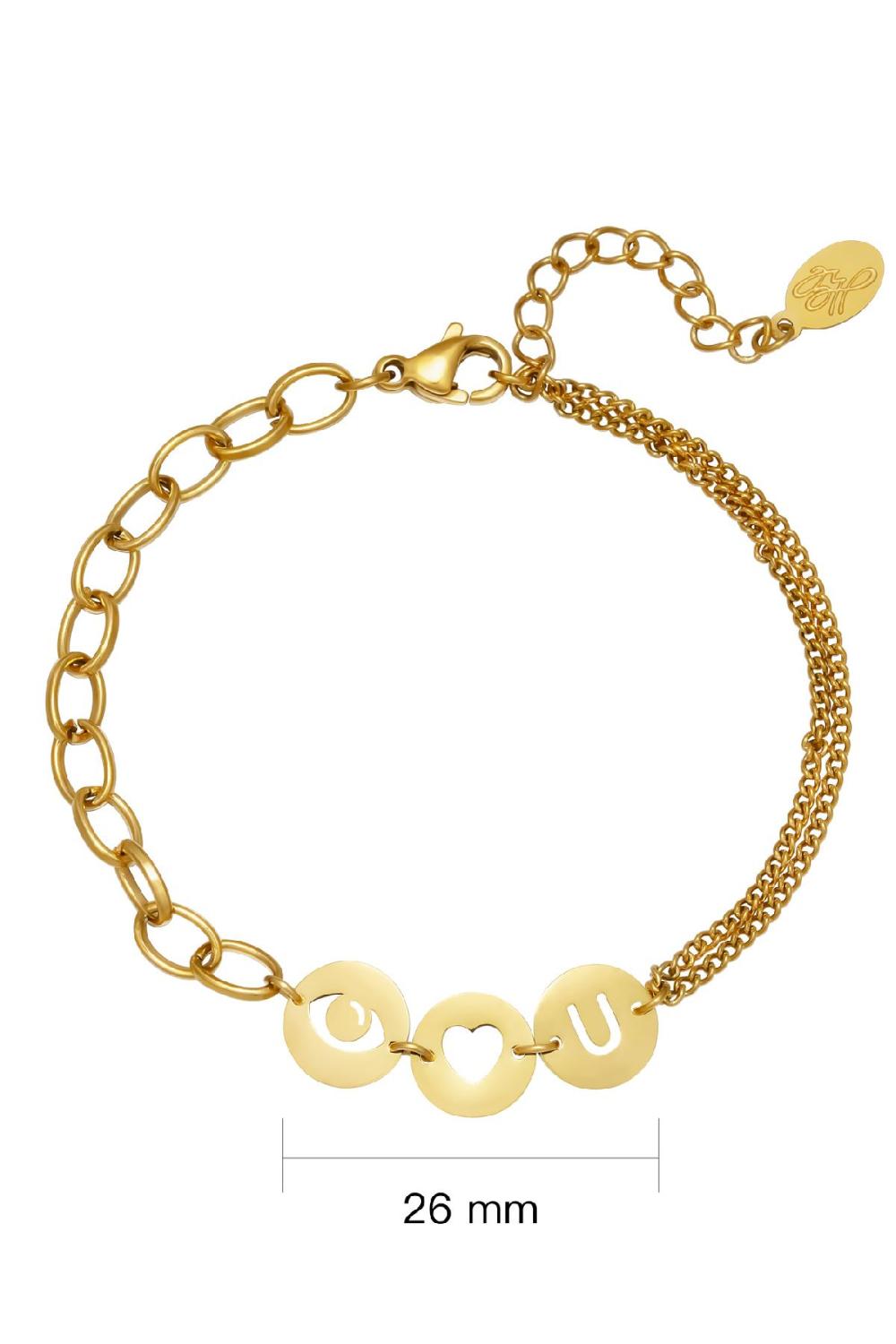 Bracelet Eye Heart You Couleur Or Acier Inoxydable Image3