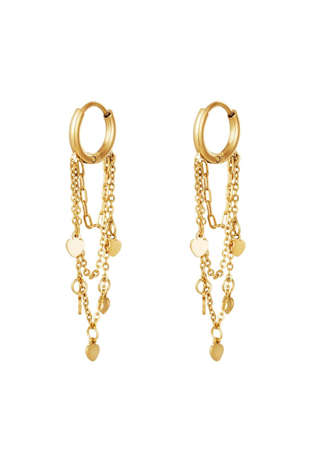 Boucles D'oreilles Hanging Hearts Acier Inoxydable 