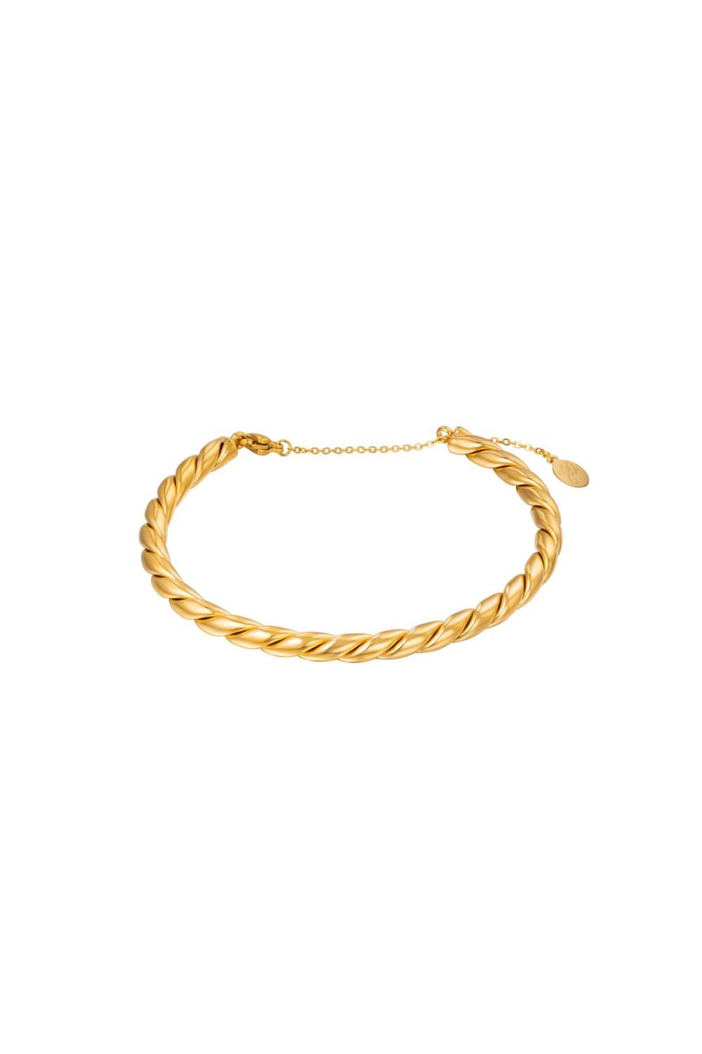 Bracelet Bangle Rope Couleur Or Acier Inoxydable One Size