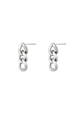Boucles D'oreilles Triple Chain Argenté Acier Inoxydable h5 