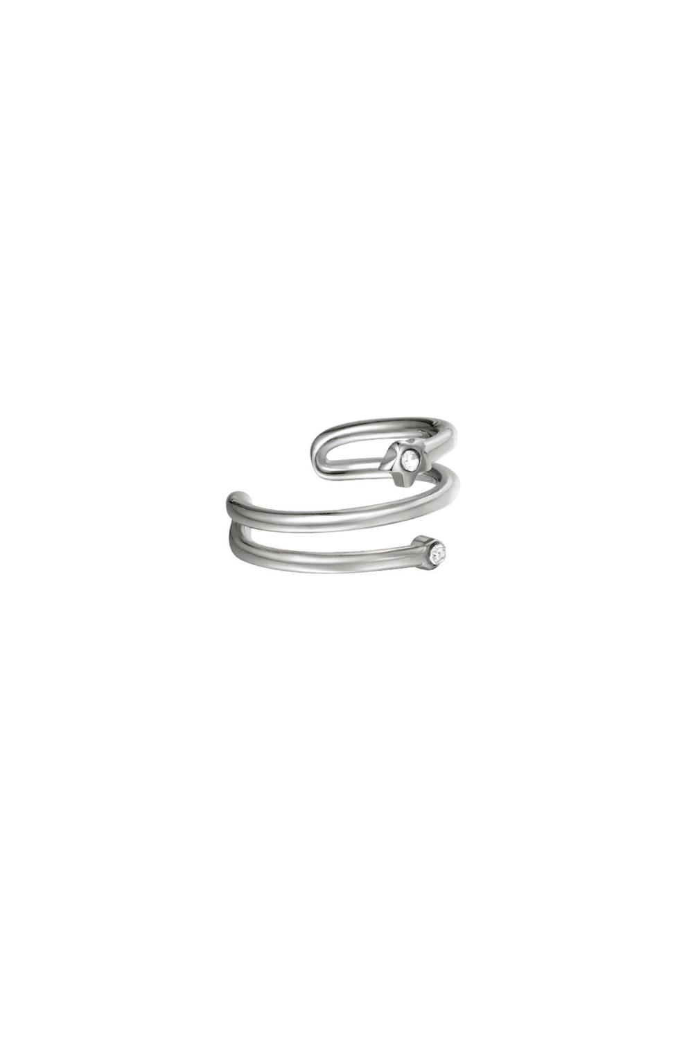 Spirale De Cache-Oreilles Avec De Petites Pierres Argenté Acier Inoxydable 
