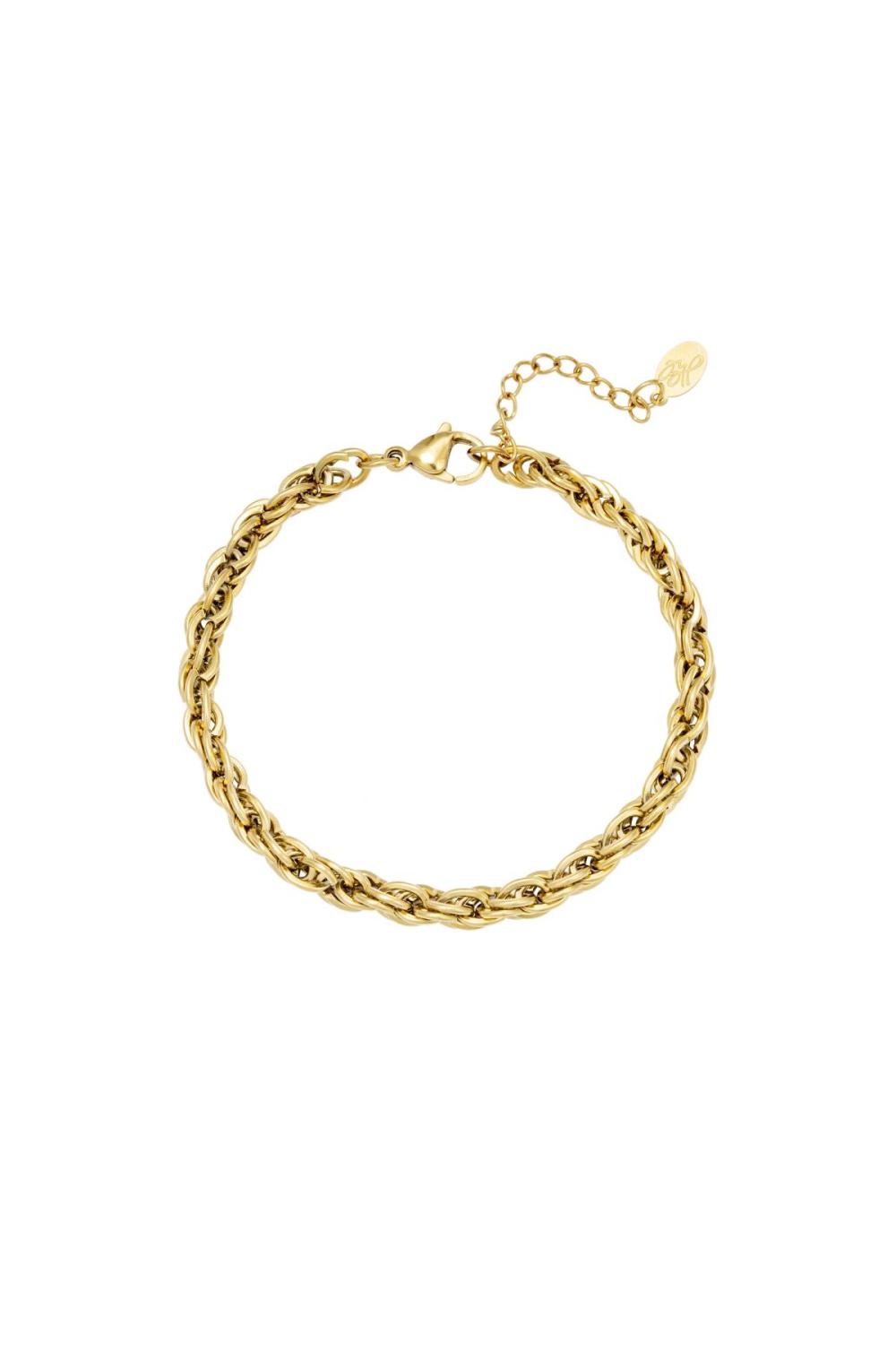 Bracelet Twisted Chain Couleur Or Acier Inoxydable 
