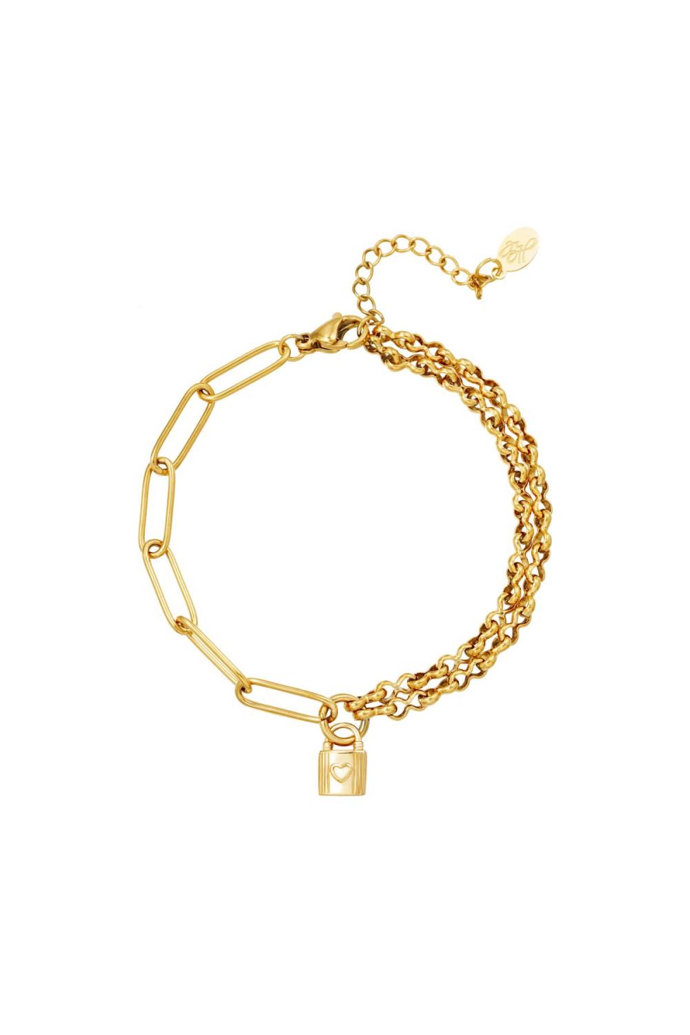 Acier Inoxydable Bracelet Verrouillage Couleur Or