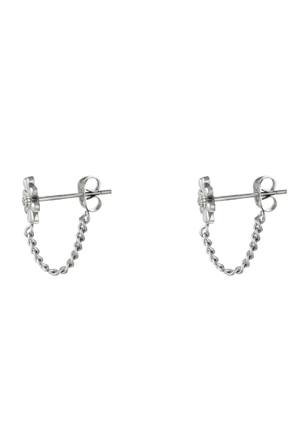 Fleur De Clou D'oreille Argenté Acier Inoxydable h5Image4