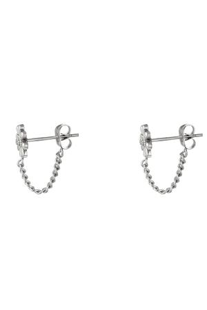 Fleur De Clou D'oreille Argenté Acier Inoxydable h5 Image4