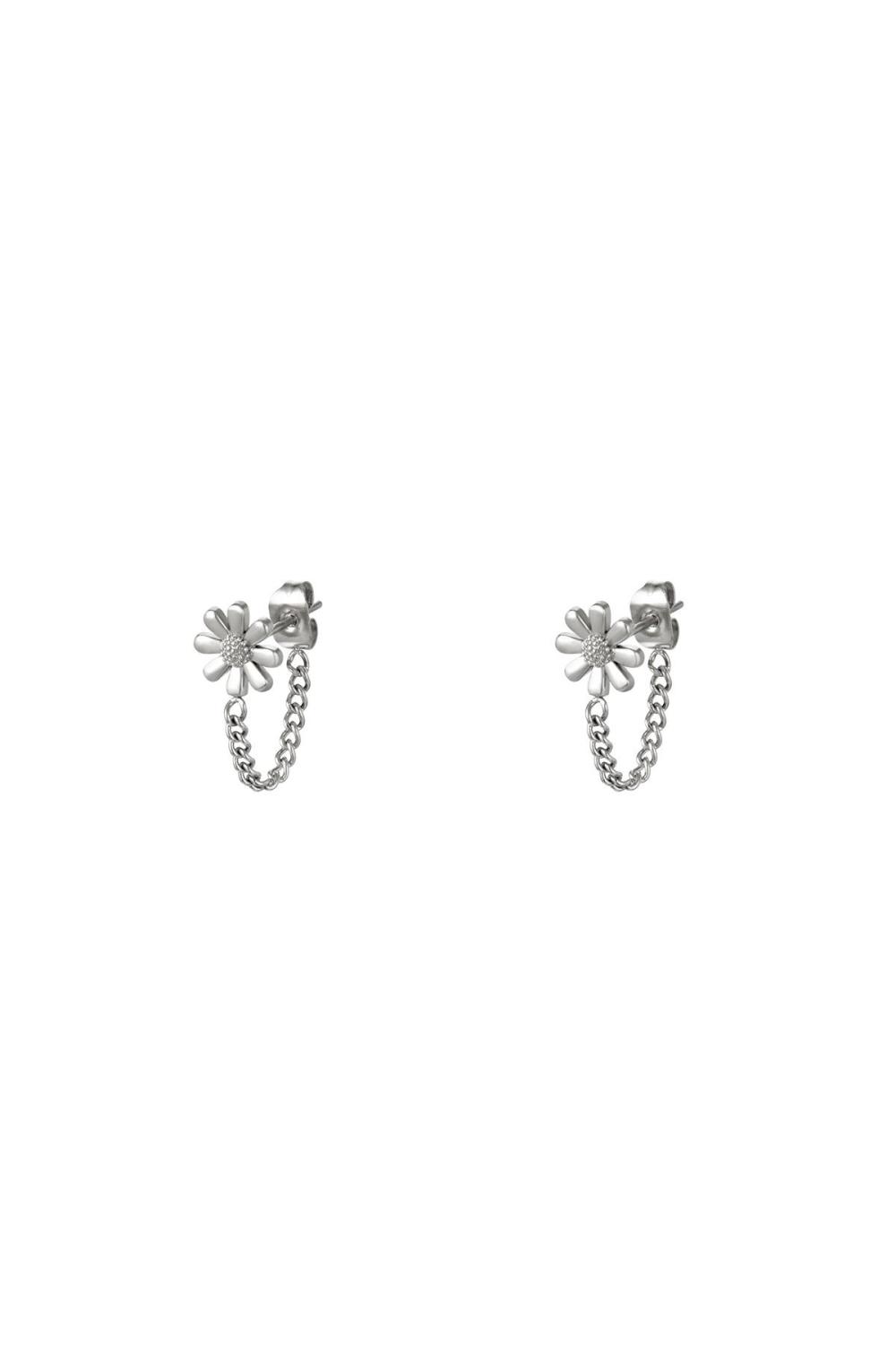 Fleur De Clou D'oreille Argenté Acier Inoxydable