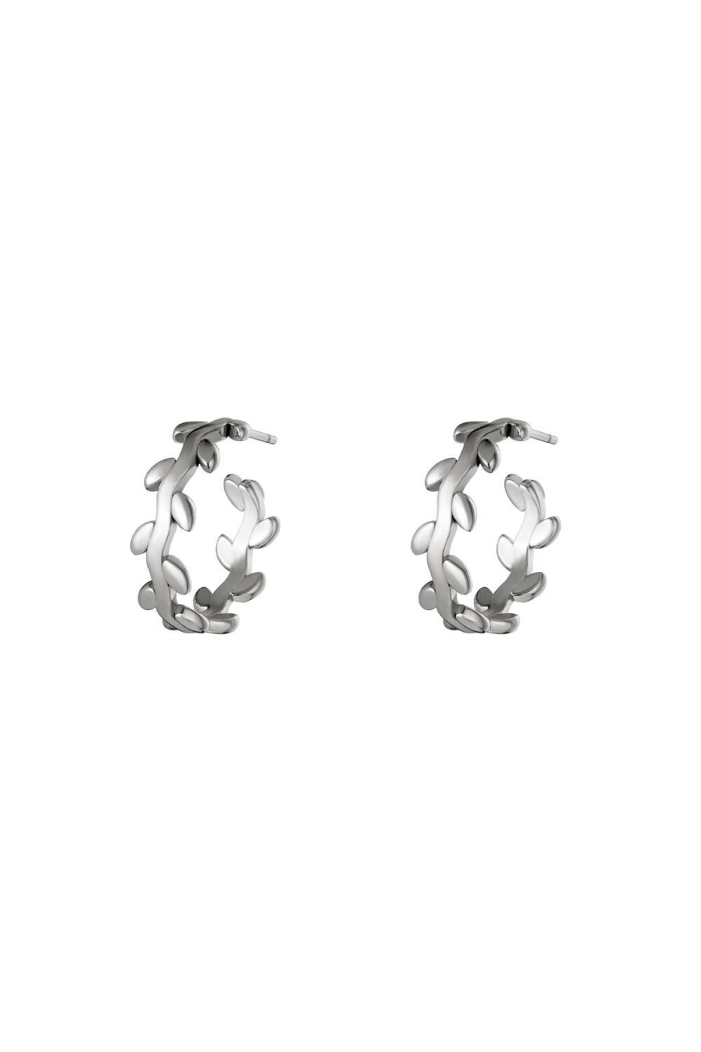 Boucles D'oreilles En Acier Inoxydable Couronne De Laurier Argenté