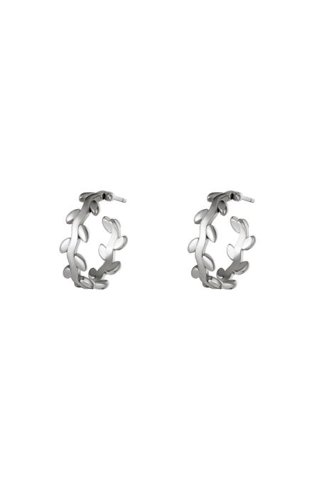Boucles d'oreilles en acier inoxydable couronne de laurier Argenté