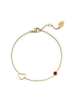 Bracelet Pierre De Naissance Janvier Couleur Or Rouge Acier Inoxydable h5 