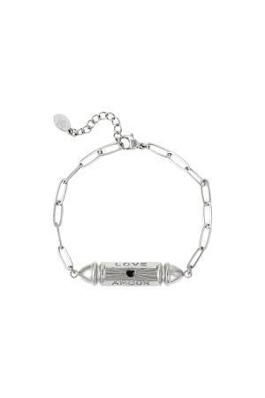 Bracelet Perle Balle 'Love' 'Amour' Argenté Acier Inoxydable h5 