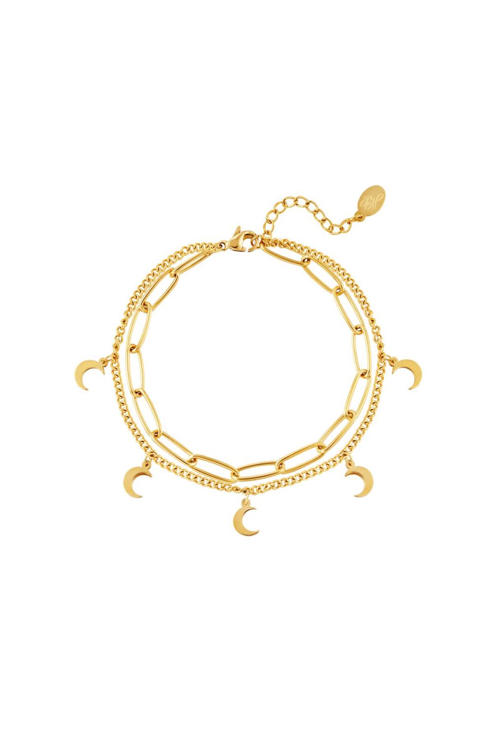 Bracelet Chaîne Lune Couleur Or Acier Inoxydable
