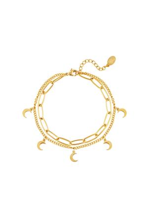 Bracelet Chaîne Lune Couleur Or Acier Inoxydable h5