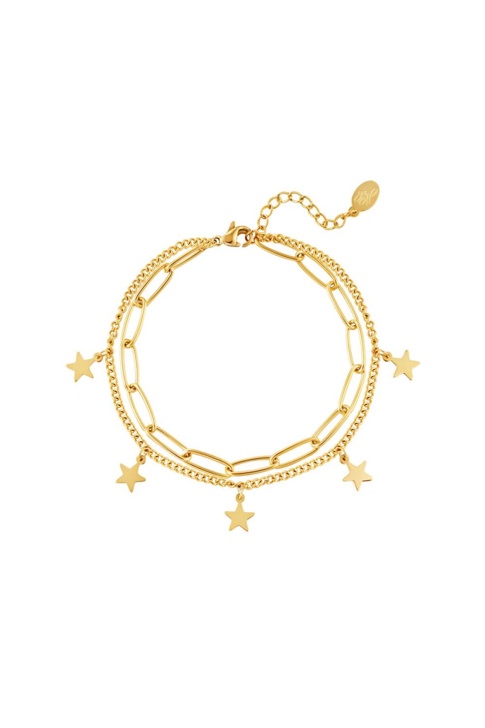 Bracelet Chaîne Etoile Couleur Or Acier Inoxydable