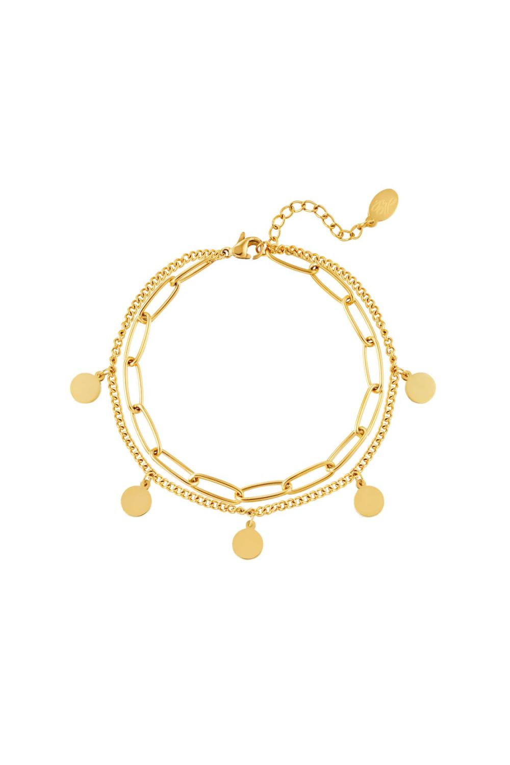 Bracelet Chaîne Cercle Couleur Or Acier Inoxydable 