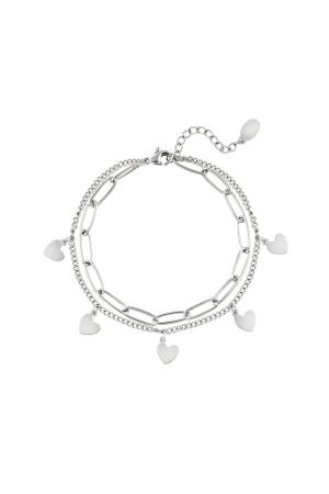 Bracelet Chaîne Cœur Argenté Acier Inoxydable h5 
