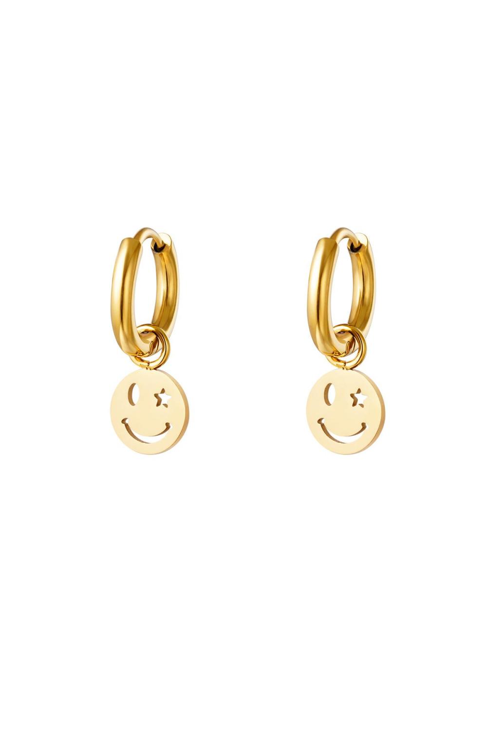 Boucle D'oreille En Acier Inoxydable Smiley Et Étoile 