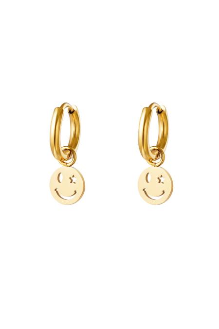 Boucle d'oreille en acier inoxydable smiley et étoile