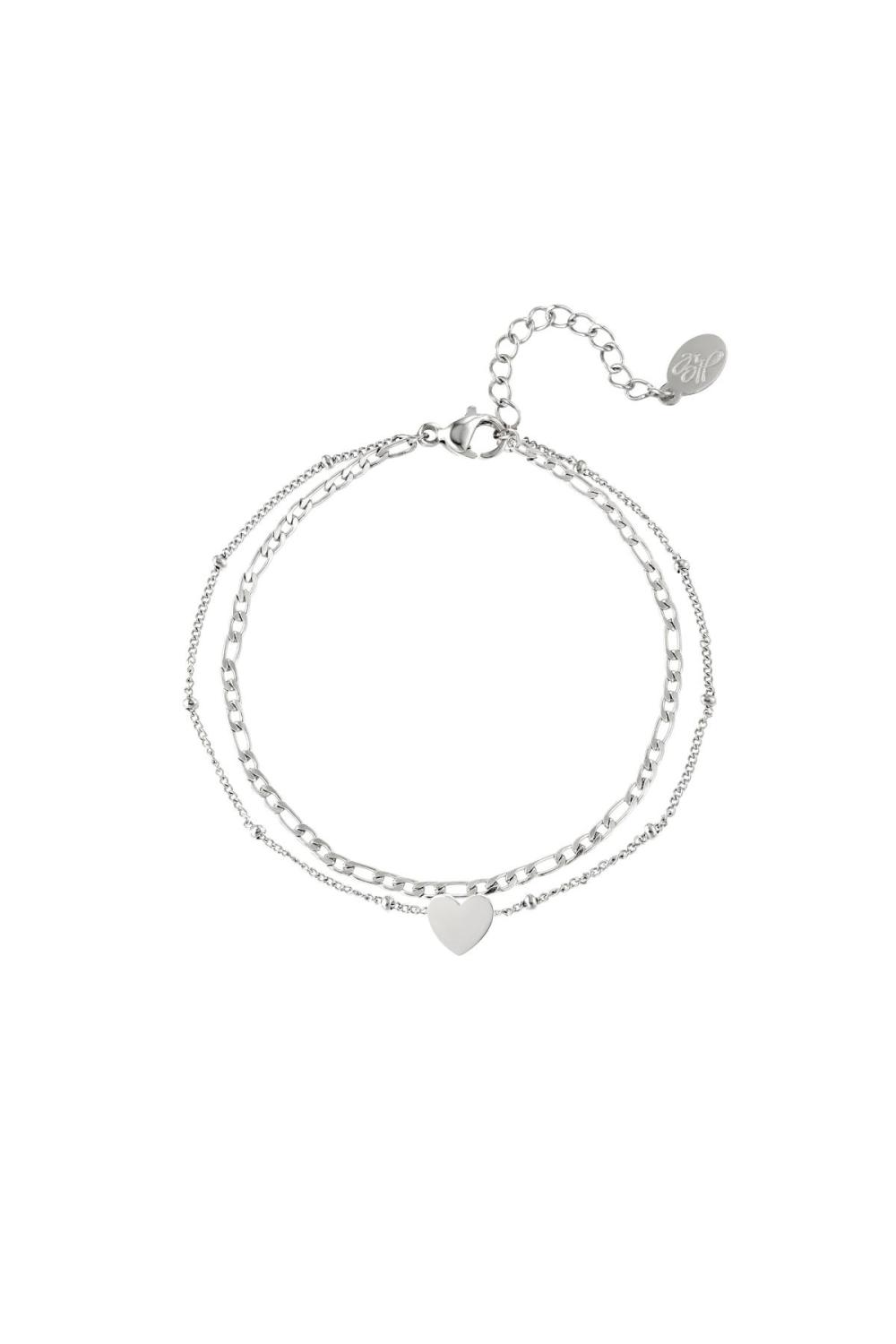 Bracelet Coeur En Acier Inoxydable Argenté