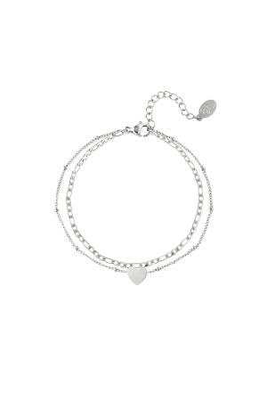 Bracelet Coeur En Acier Inoxydable Argenté h5