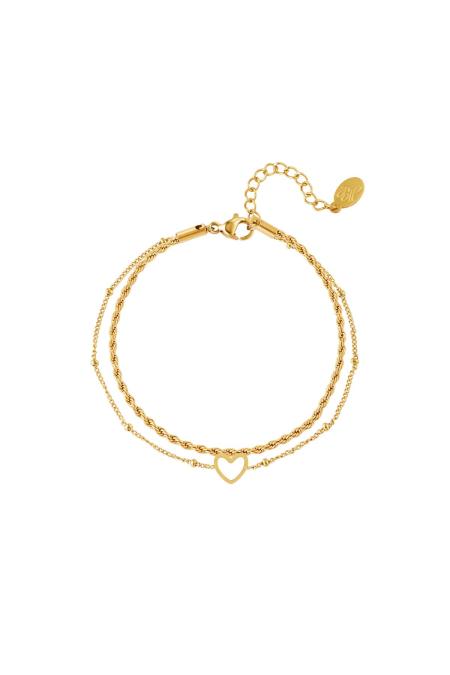 bracelet multicouche en acier inoxydable couleur or