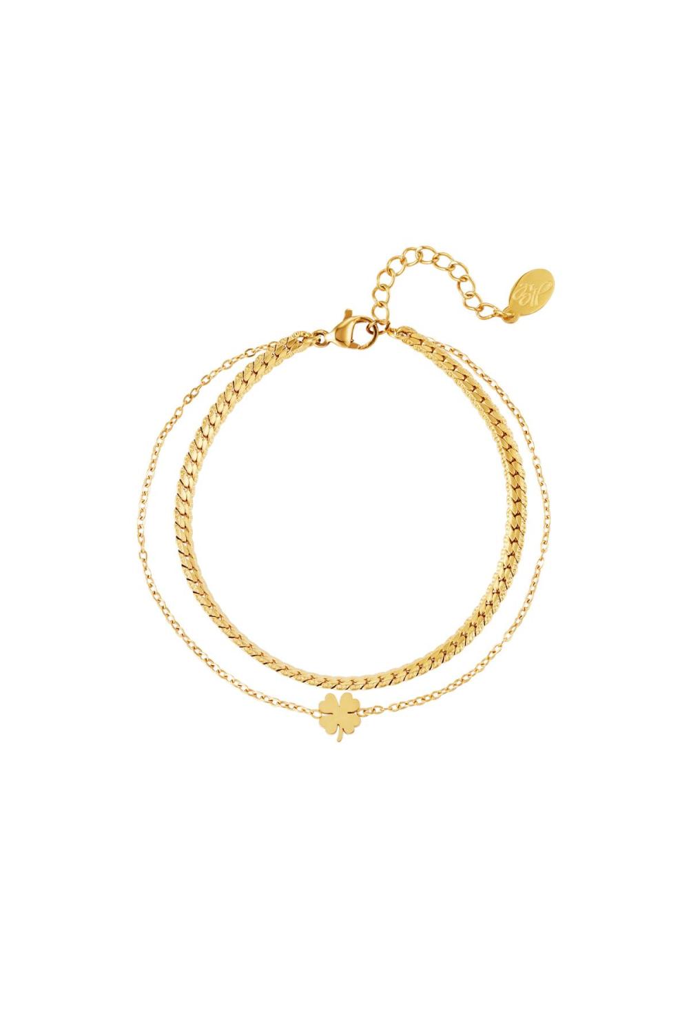Bracelet Multicouche En Acier Inoxydable Couleur Or
