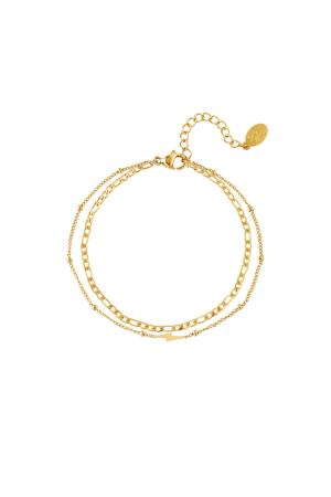 Bracelet Double Couche Éclair Couleur Or Acier Inoxydable h5 