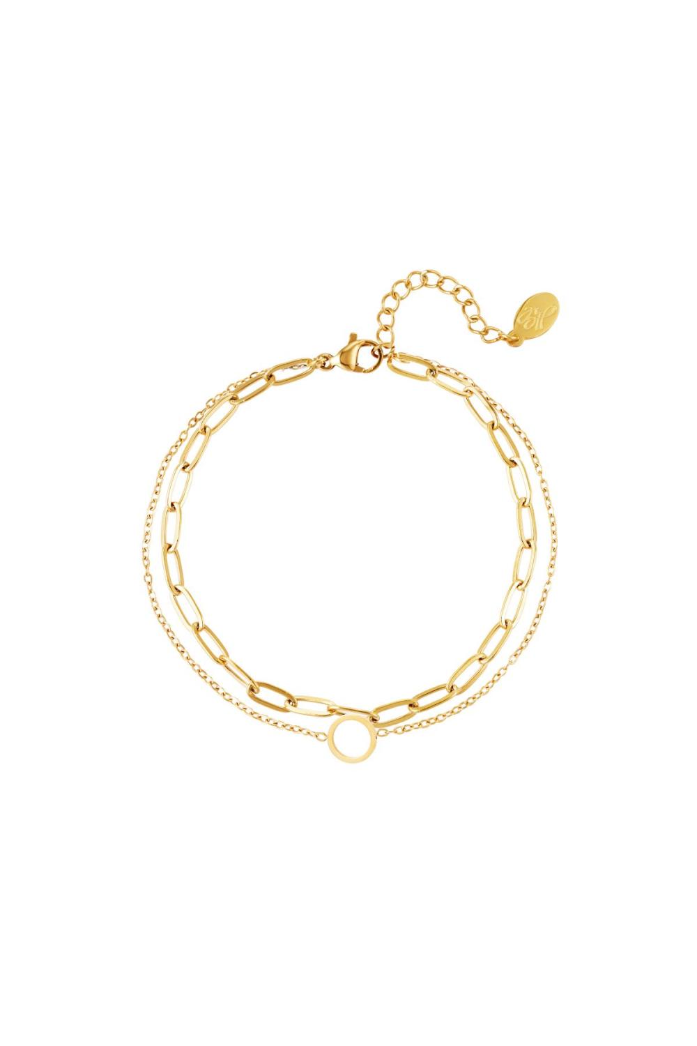 Bracelet Multicouche En Acier Inoxydable Couleur Or