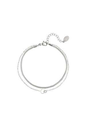 Bracelet Double Cercles Connectés Argenté Acier Inoxydable h5 