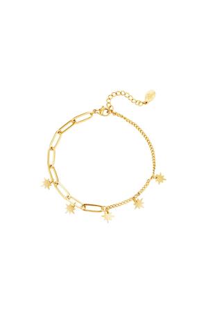 Bracelet En Acier Inoxydable Avec Breloques Étoiles Couleur Or h5 