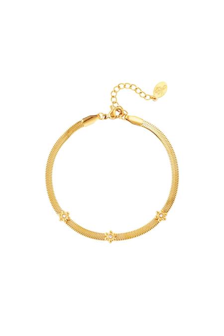 bracelet en acier inoxydable avec petites fleurs couleur or