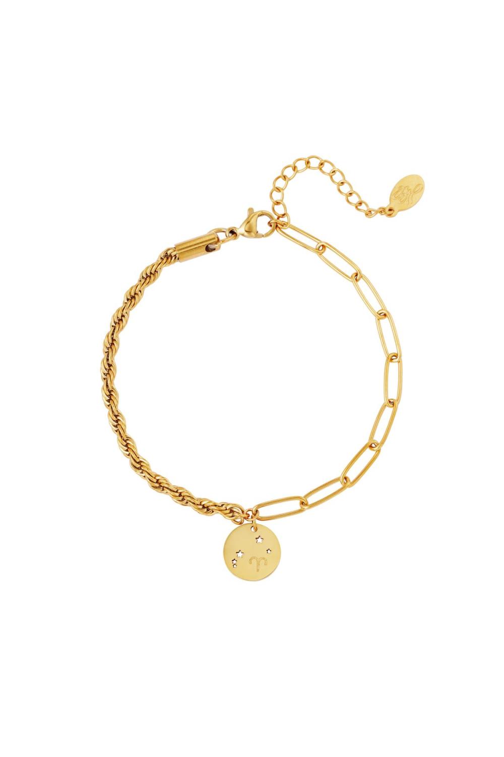 Bracelet Signe Du Zodiaque Bélier Couleur Or Acier Inoxydable