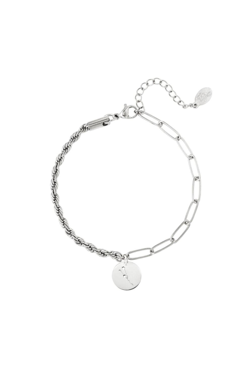 Bracelet Signe Du Zodiaque Taureau Argenté Acier Inoxydable 