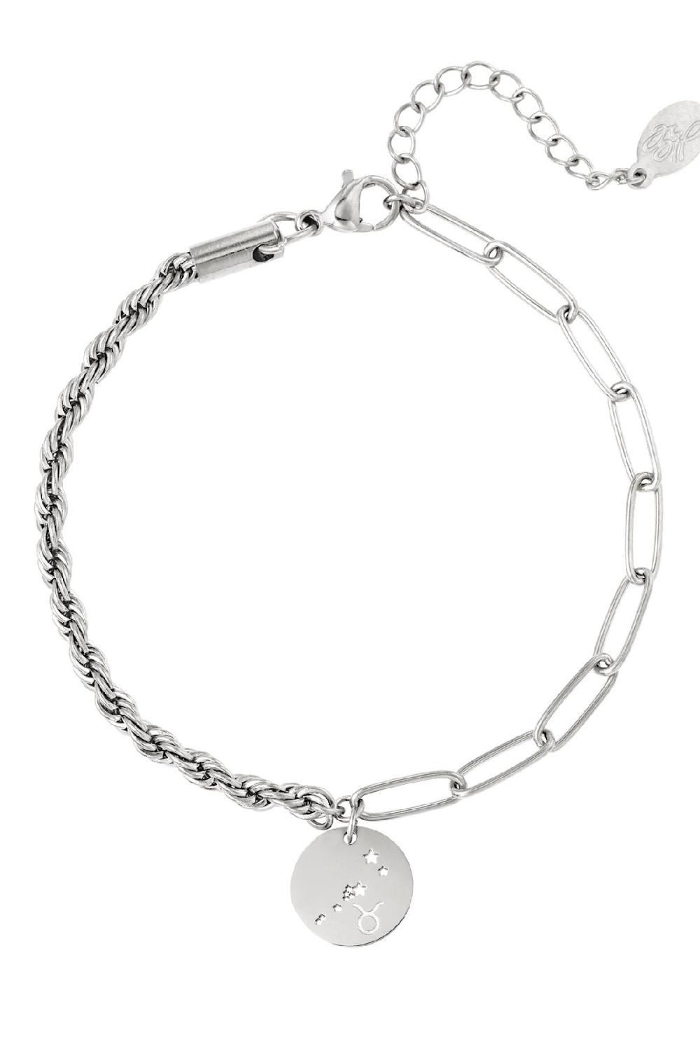 Bracelet Signe Du Zodiaque Taureau Argenté Acier Inoxydable Image2