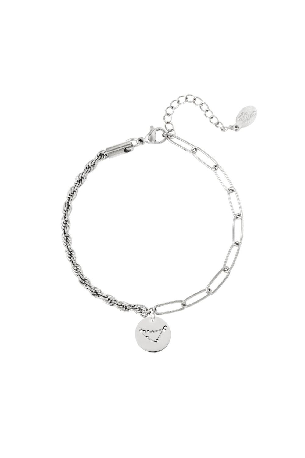 Bracelet Signe Du Zodiaque Taureau Argenté Acier Inoxydable