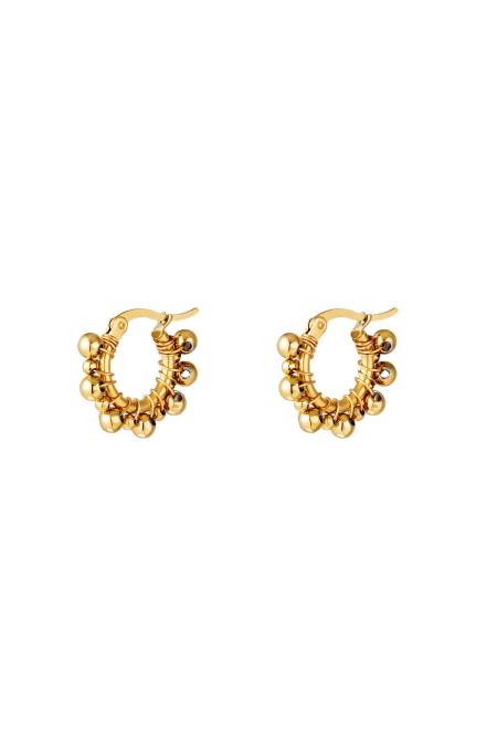 Boucles d'oreilles créoles avec boules Acier inoxydable