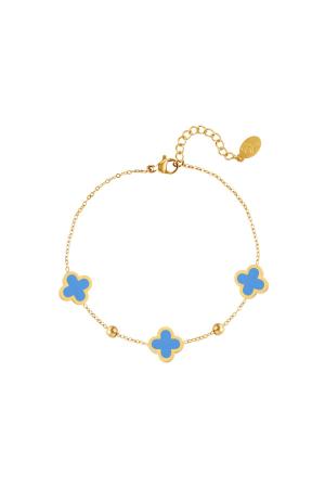 Bracelet Trois Trèfles Bleu & Couleur Or Acier Inoxydable h5