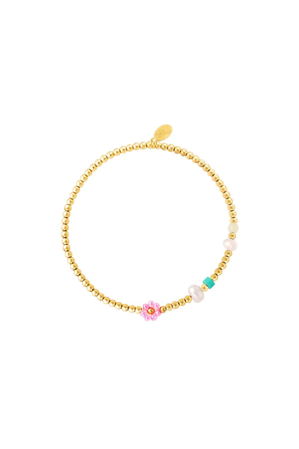 Bracelet En Acier Inoxydable Fleur Rouge